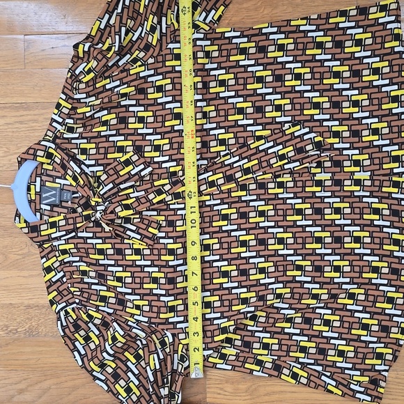 WORTHINGTON WOMENS PETITE PLUS BROWN & YELLOW SYMMETRICAL BLOUSE SIZE PXXL - Picture 10 of 16